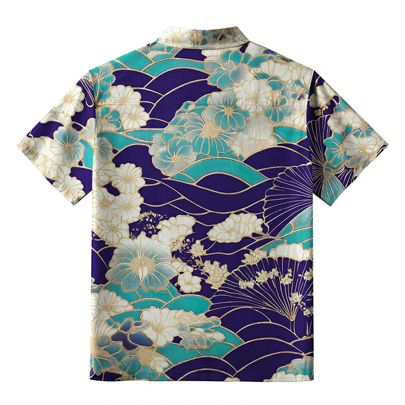Gold Stroke Flowers Button-up Shirt