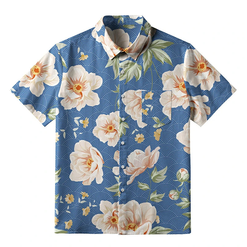 Flowers In The Waves Button-up Shirt