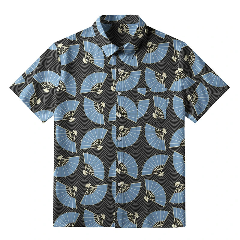 Folding Fans And Waves Button-up Shirt