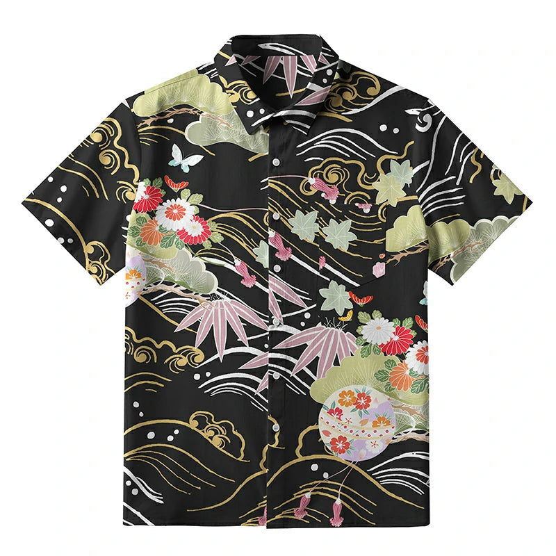 Floral And Cloud Button-up Shirt