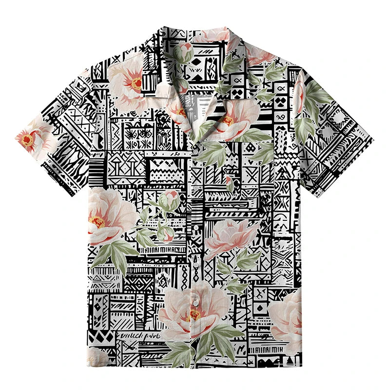 Flowers In Line Art Hawaiian Shirt