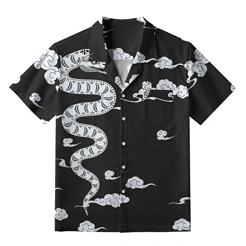 Snake And Auspicious Clouds Aloha Hawaiian Shirt