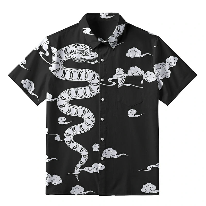 Snake And Auspicious Clouds Button-up Shirt