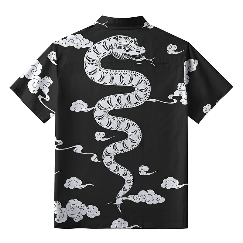 Snake And Auspicious Clouds Button-up Shirt