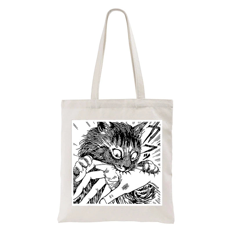 Creepy Cat Anime Horror Anteater Tote Bag