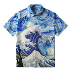 Waves Under The Starry Night Button-up Shirt