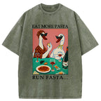Unisex Eat More Pizza Washed T-Shirt