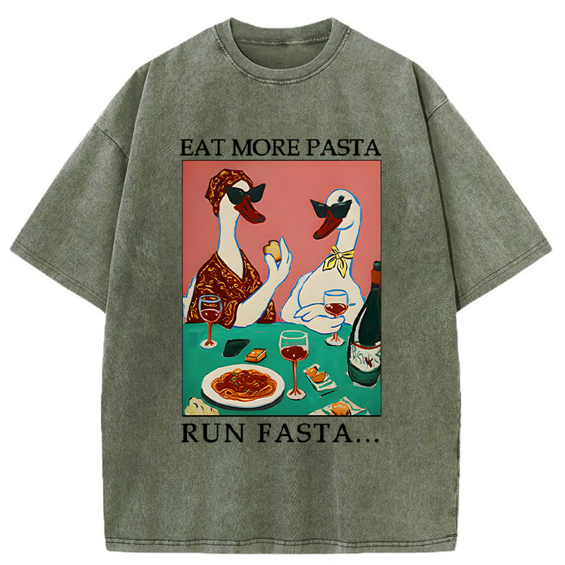 Unisex Eat More Pizza Washed T-Shirt