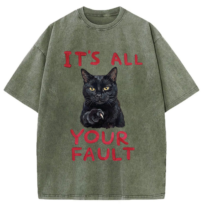 Unisex Cat's Accusation Washed T-Shirt