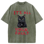 Unisex Cat's Accusation Washed T-Shirt