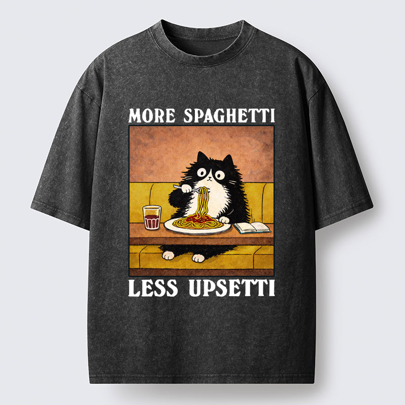Unisex Unavailable Cat: More Spaghetti Less Upsetti Washed T-Shirt