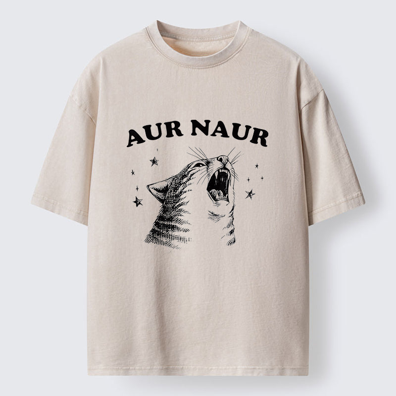 Unisex Aur Naur Cat Washed T-Shirt