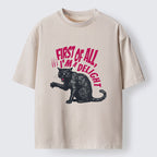 Unisex Fierce Black Cat Washed T-Shirt