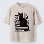 Unisex Books And Cats Washed T-Shirt