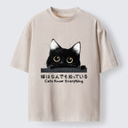 Cats Know Everything Washed T-Shirt