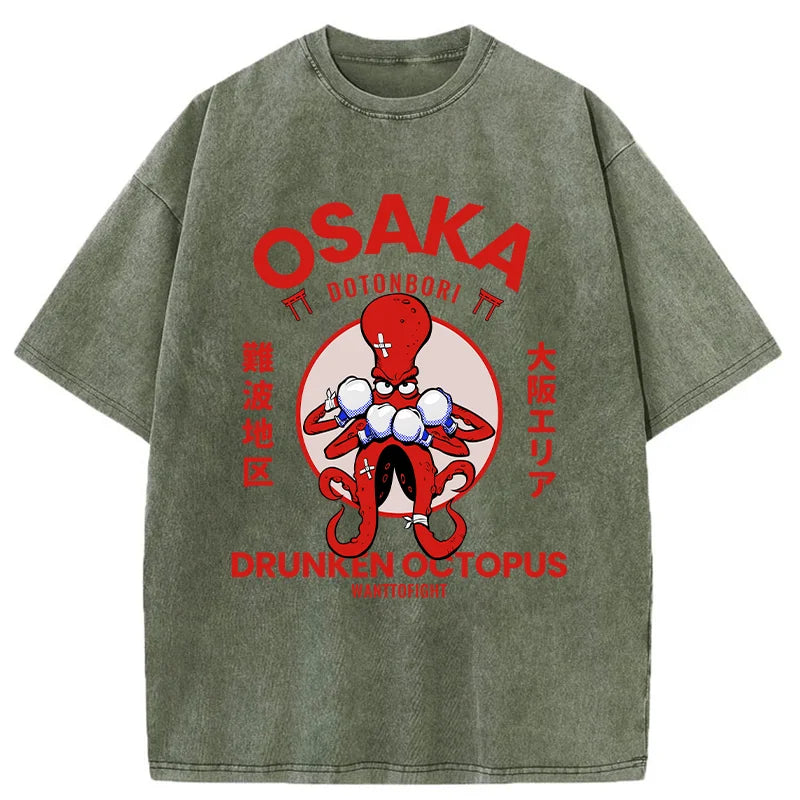Osaka Octopus Monster Japan Washed T-Shirt