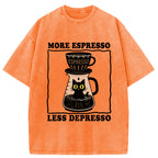 Cats And Coffee Washed T-Shirt