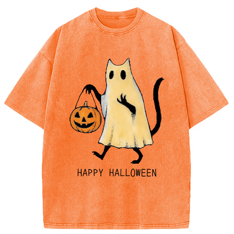 Halloween Cat Soul Washed T-Shirt