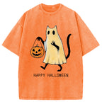 Halloween Cat Soul Washed T-Shirt