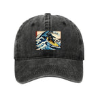 Dinosaur Surfing Japanese Washed Cap