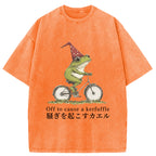 Off to Cause a Kerfuffle Frog Washed T-Shirt