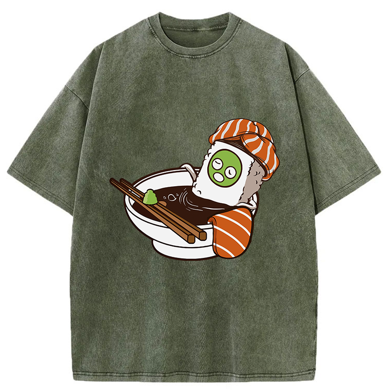 Lovely Sushi Soy Sauce Bath Washed T-Shirt