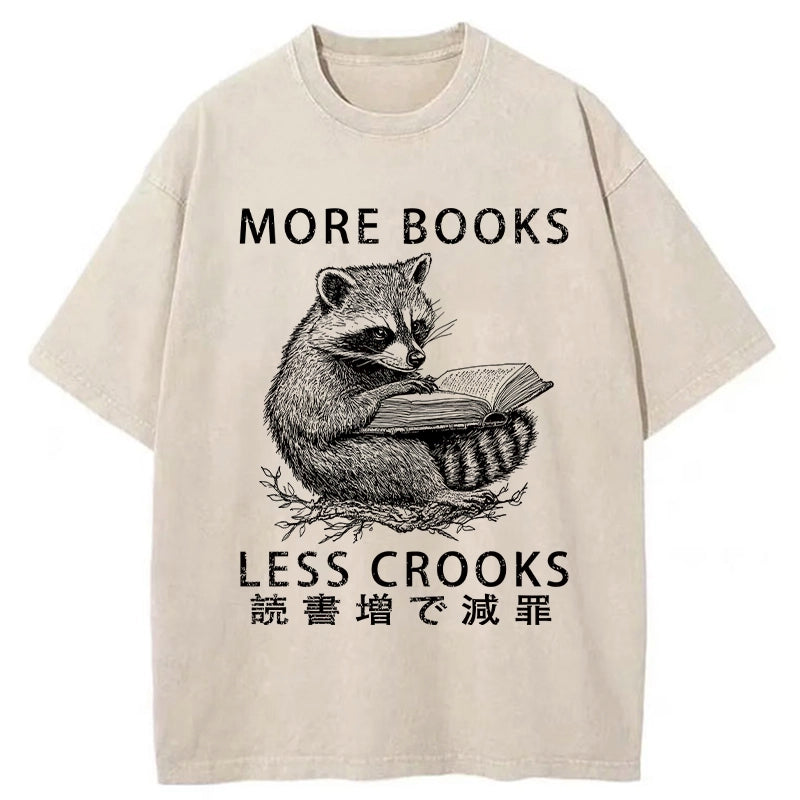 More Books Less Crooks Washed T-Shirt