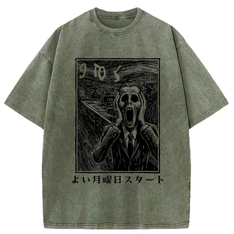 Office Worker The Scream Washed T-Shirt