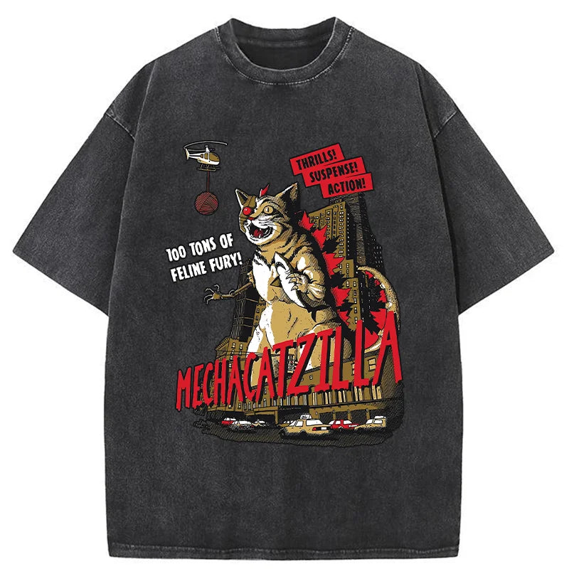 MechaCatzilla Washed T-Shirt