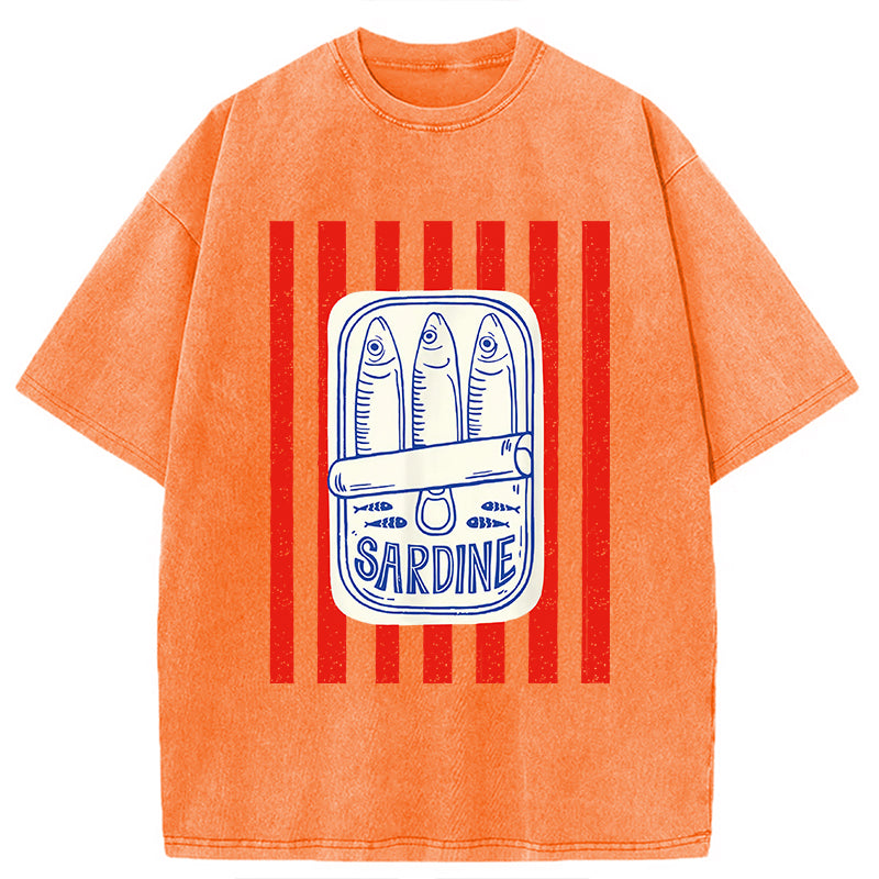 Les Sardines Red Stripes Fisherman Washed T-Shirt