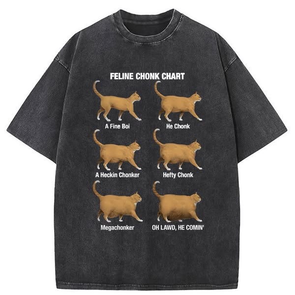 Feline Chonk Chart Washed T-Shirt