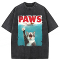 Paw Funny Cat Washed T-Shirt