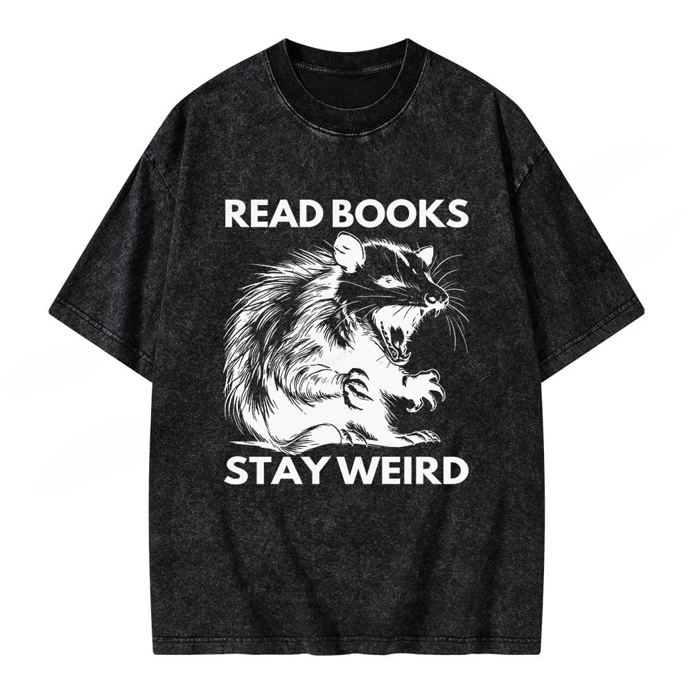 Read Books Stay Weird Unisex Washed T-shirt