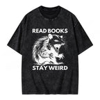 Read Books Stay Weird Unisex Washed T-shirt