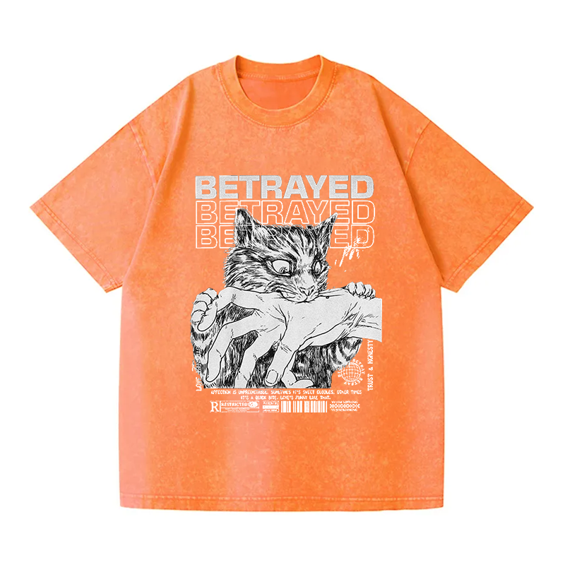 Angry Cat Washed T-Shirt