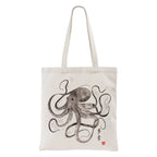 Octopus Japanese Calligraphy Tote Bag