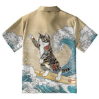 Cat Surfing Button-up Shirt