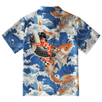 Sumo Wrestler Holding A Koi Button-up Shirt