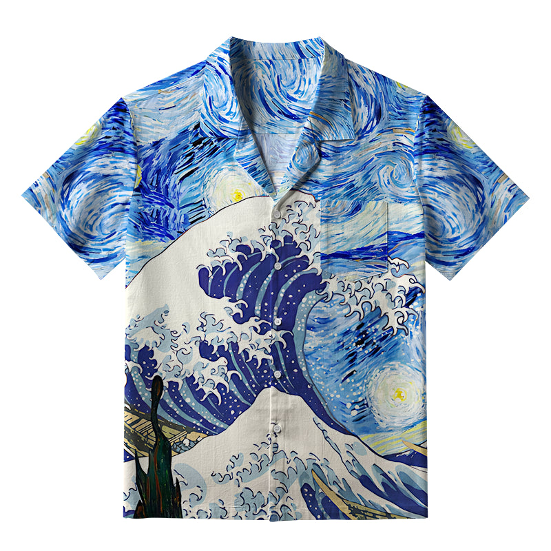 Waves Under The Starry Night Hawaiian Shirt