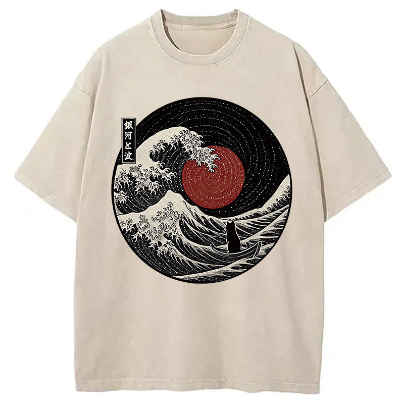 The Solitary Wanderer Cat Washed T-Shirt