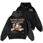 Cat Vintage Washed Cotton Back Art Hoodie