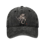 Octopus Japanese Calligraphy Washed Cap