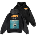 Jaws Shark Vintage Washed Cotton Back Art Hoodie