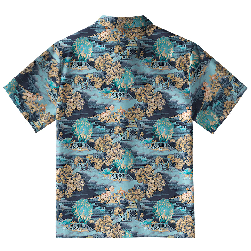 Peacock With Open Tail Aloha Hawaiian Shirt