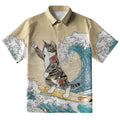 Cat Surfing Button-up Shirt