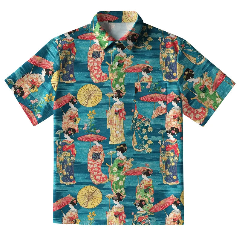 Japanese Geisha Button-up Shirt