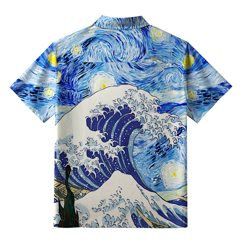 Waves Under The Starry Night Button-up Shirt