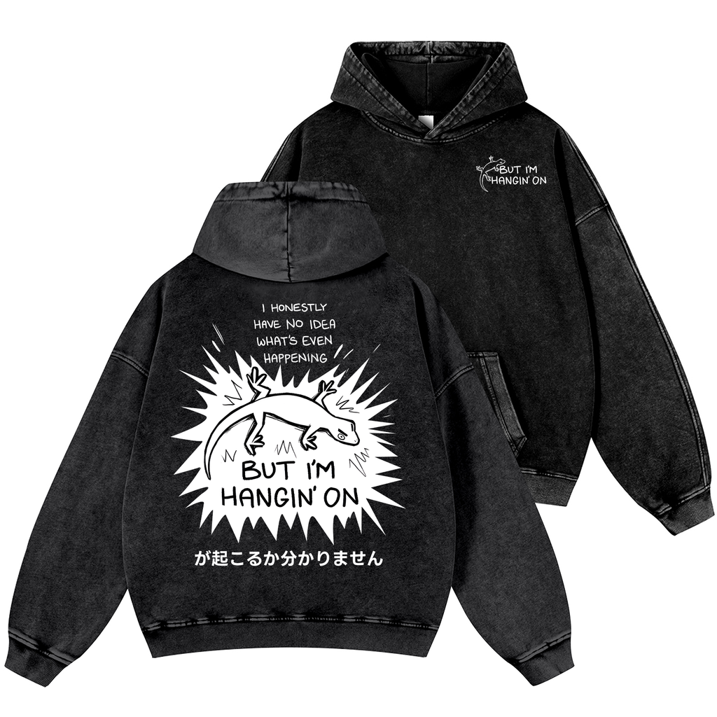 Gecko Vintage Washed Cotton Back Art Hoodie