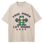Muscular Weightlifting Frog Washed T-Shirt