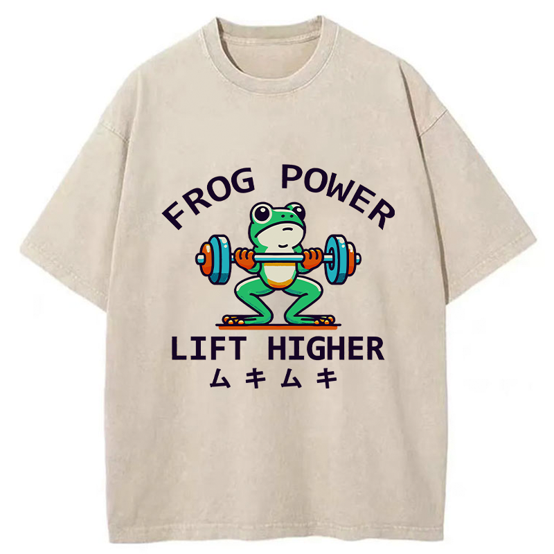 Muscular Weightlifting Frog Washed T-Shirt